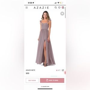 Azazie Metz Dress- color dusk, size A6
